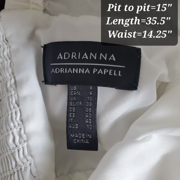 Adrianna Papell White Eyelet Puff Sleeve Mini Dress 6 Cottagecore Summer Prairie - Picture 8 of 9